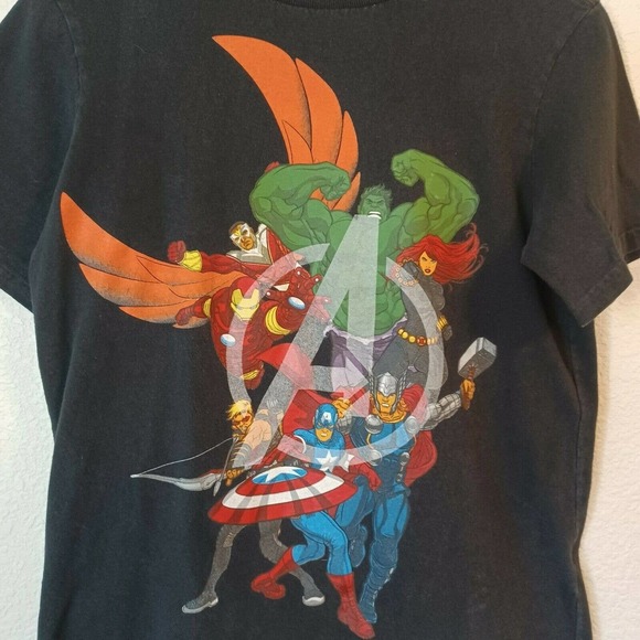 MARVEL Youth Large (14) Black The Avengers T-Shirt, Thor, Captain America, Hulk - Picture 5 of 5